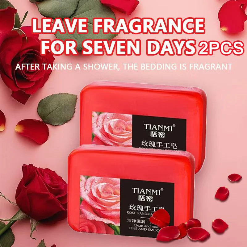 2PCS Rose-Flavored Handmade Essence Soap, Bath and Makeup Removal Handmade Soap, Hydrating and Moisturizing Cleanser Oasis Select ROSE 140g