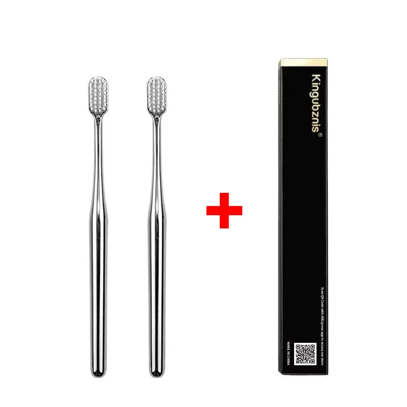 1/2/4pcs Luxury Soft Bristles Toothbrush Men Women Adult Tooth Brush Gold Silver Dental Brushes Elegance Toothbrushes Portable Oasis Select 2pcs Silver White