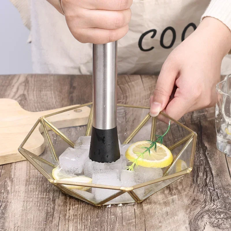 Stainless Steel Crushed Ice Hammer Multifunctional Popsicle Sticks Cocktail Swizzle Stick Fruit Lemon Muddle Pestle Bar Tools Oasis Select