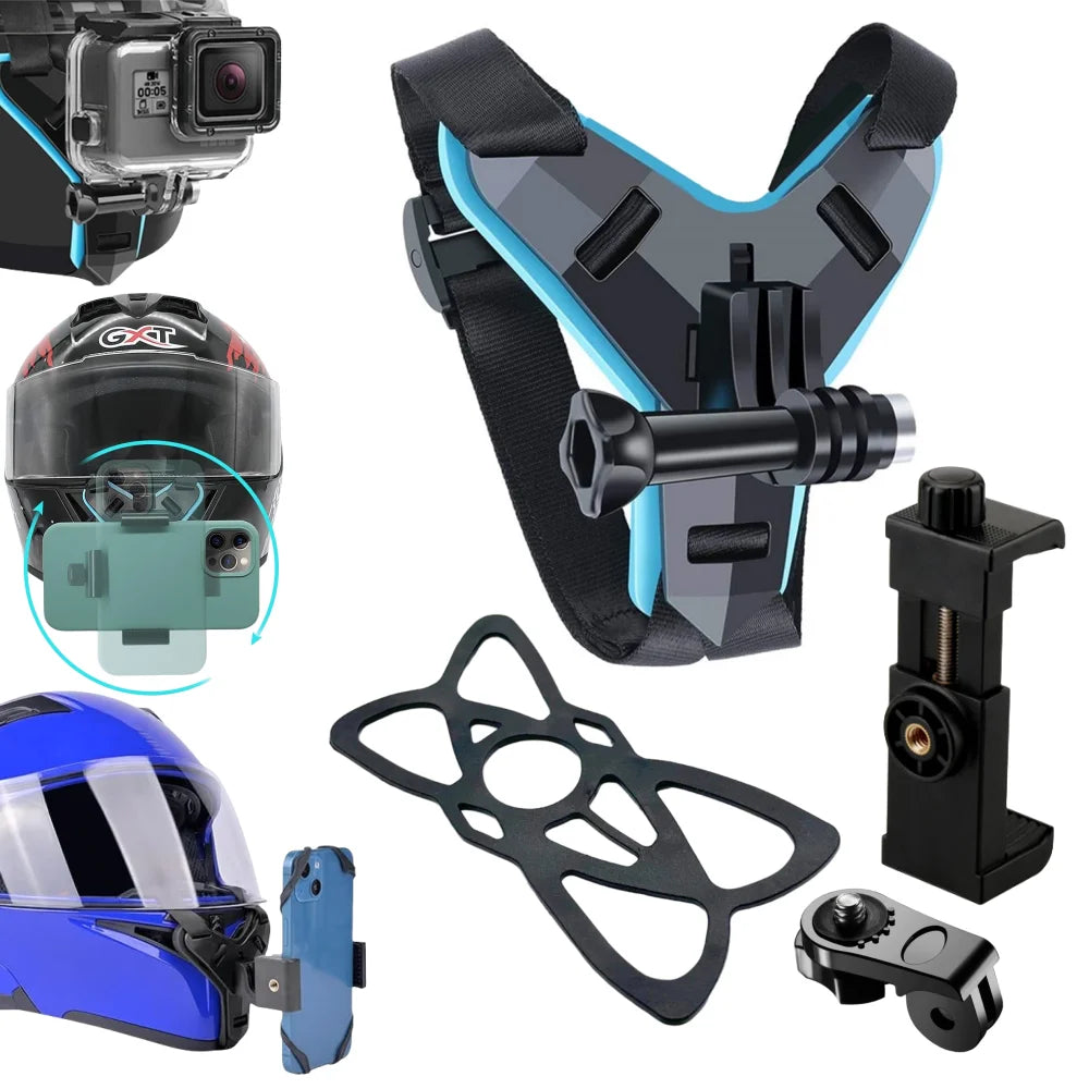 Motorcycle Helmet Mount for GoPro & Action Camera + Phone