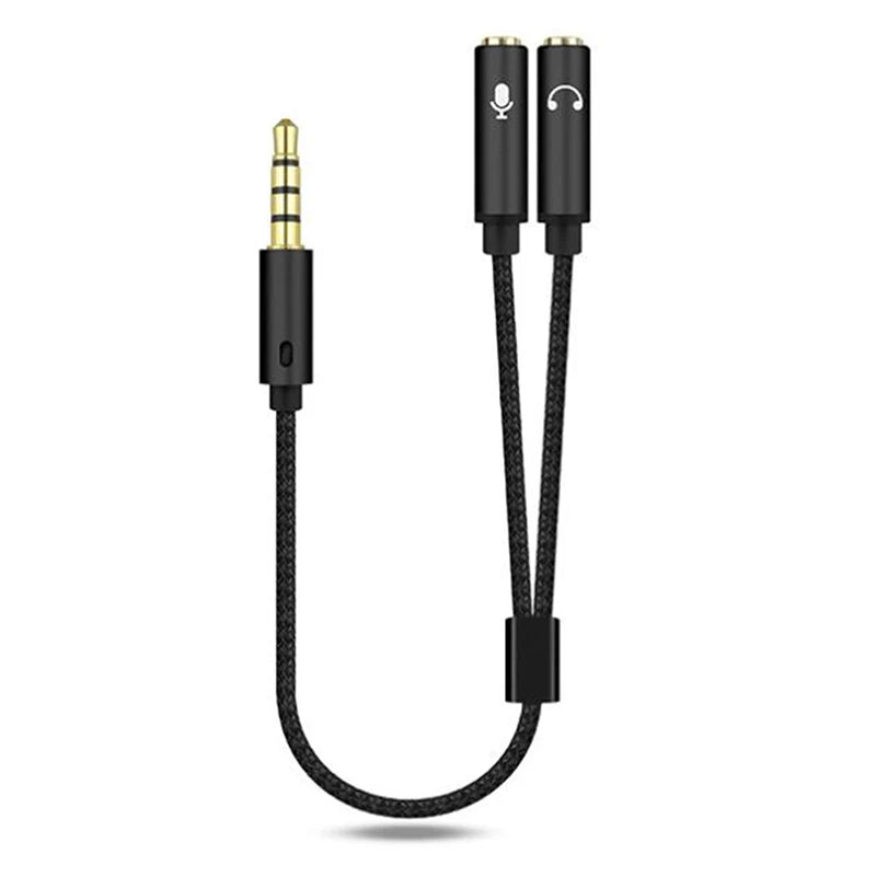 3.5mm TRRS Headset Splitter Adapter – Audio & Mic to 2 Male