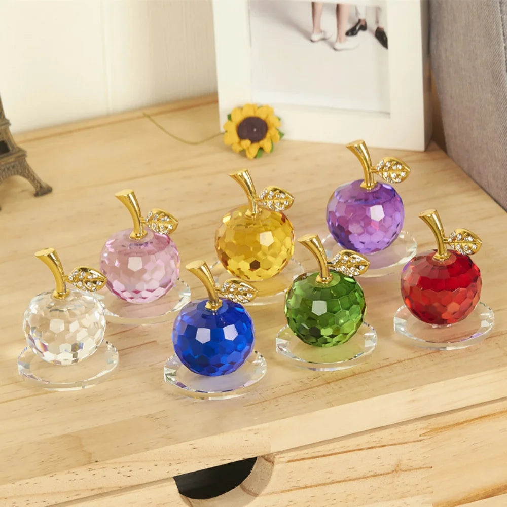3D Crystal Apple Ornament Diamond Apple Craft Souvenir Home Living Room Desktop Decoration Car Ornaments Fruit Figurines Gift Oasis Select