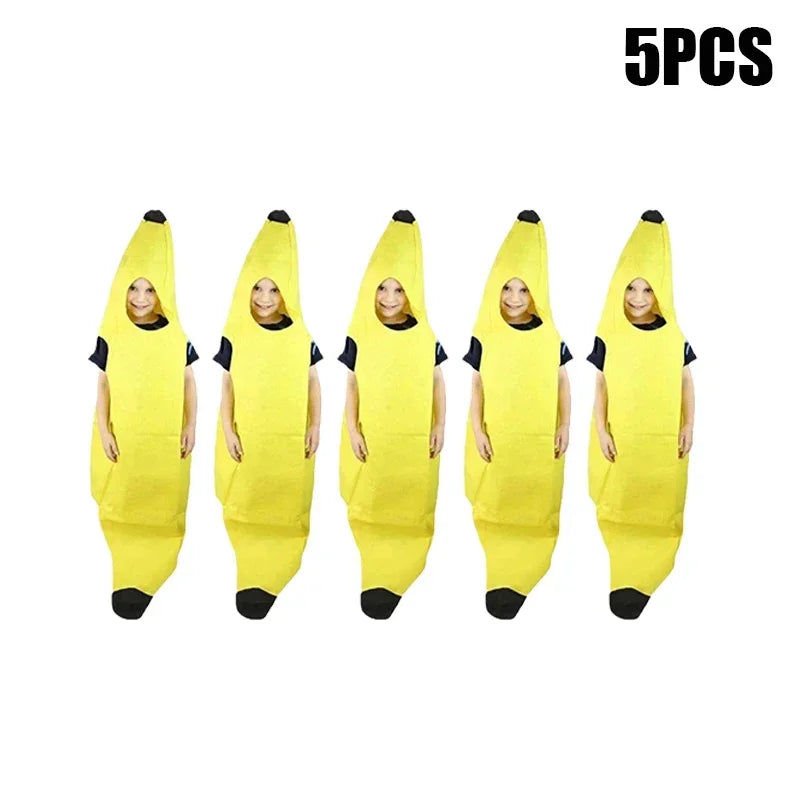 Kids Halloween Banana Costume Fruit Outfit Stage Performance Clothes Parent Child Matching Kindergarten Role Play Decoration Oasis Select Kid-5PCS