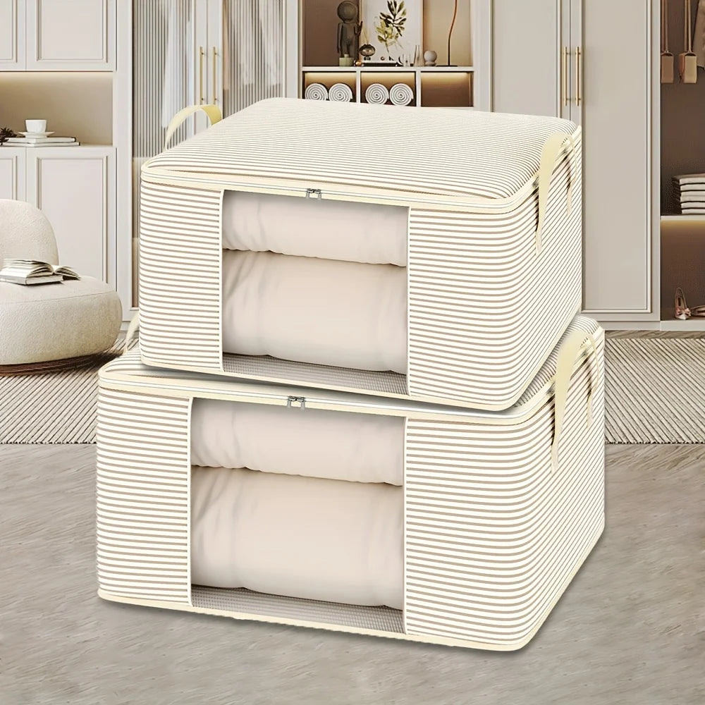 Large Capacity Foldable Storage Bag, Thickened Dustproof Zipper Clothes Organizer, Moistureproof Quilt Blanket Storage Pouch Oasis Select