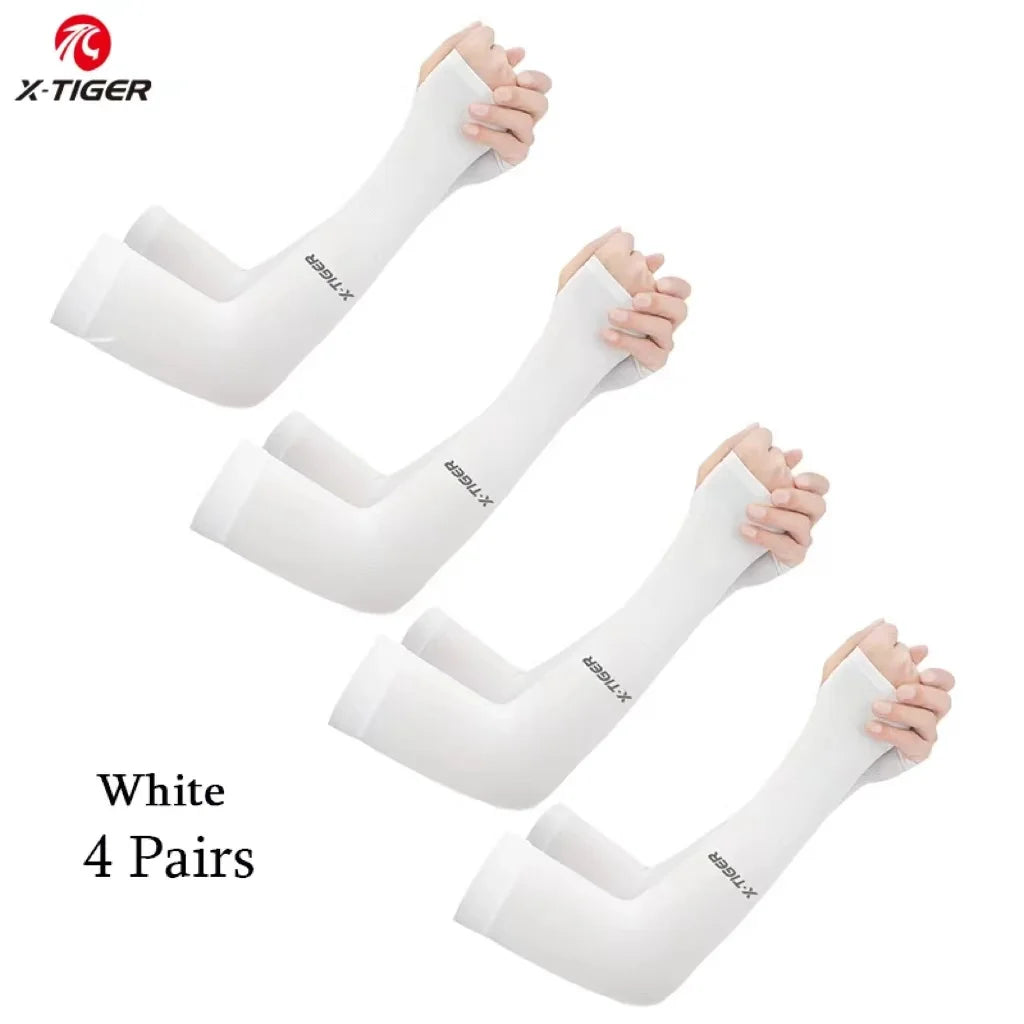 X-TIGER 4 Pairs Cycling Arm Summer Ice Cloth Cycling Sleeves Sun Protection Unisex Breathable Running Volleyball Sleeves Outdoor Oasis Select 02