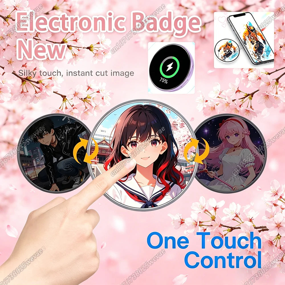 Anime Electronic Badge – Smart Screen Brooch for Fans & Events