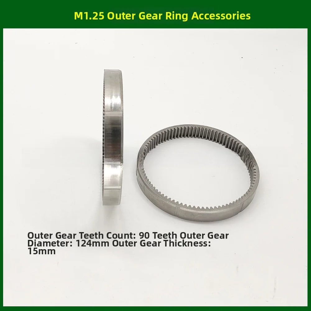 M1.25 90 Tooth Outer Ring Gear 124mm For 750W 1000W E Bike Scooter Motor Steel Large Ring Gear Electric Bicycle Parts Silver Oasis Select