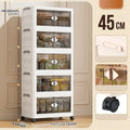 45cm Foldable Width Plastic Storage Box with Wheels Multi-Layer Clothing Cabinet Organizer for Books Kitchen Oasis Select 45cm-White-5 Layers
