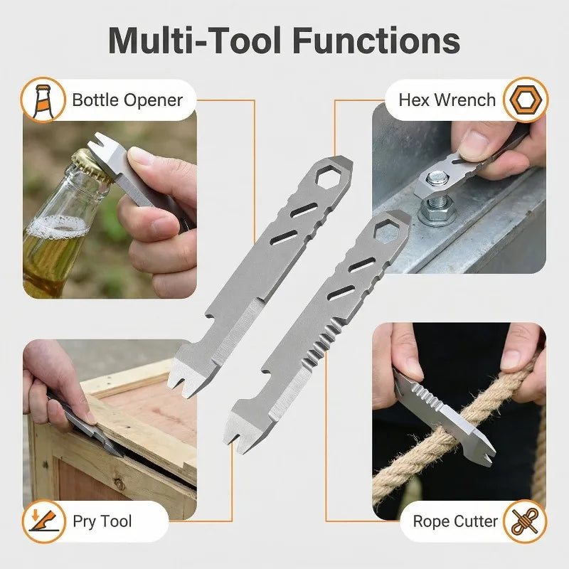 Portable Outdoor Mini EDC Hex Wrench Stainless Steel Multifunctional Pry Bar Bottle Opener Bicycle Repair Tool Camping Equipment Oasis Select