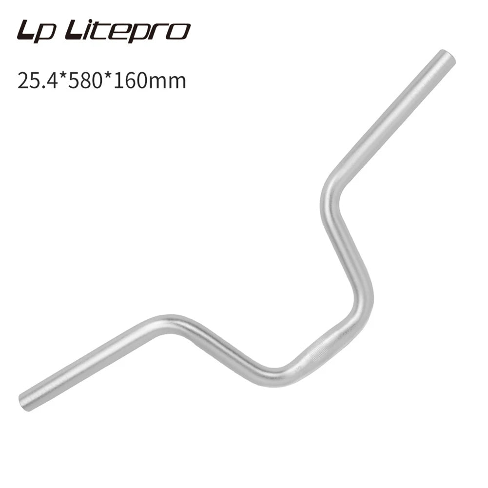 Folding Bike Handlebar Aluminum25.4*580mm Hi-Rise 120/160mm For Brompton Ultralight Bicycle Swallow Shaped Handle Accessories Oasis Select 25.4x580x160mm Silve