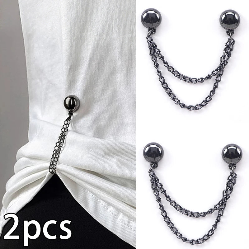 2pcs Magnetic Round Ball Chain Clips Detachable No Sew T Shirt Pants And Sleeve Shortener Magnet Fasteners For Clothes Oasis Select C