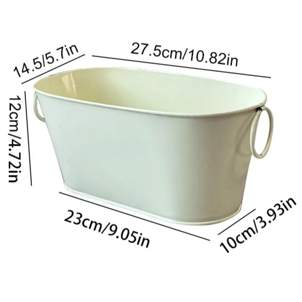 Simple Rustic Iron Flower Pot with Drainage with Handle Flower Container Vintage Plant Pot Indoor Plants Oasis Select