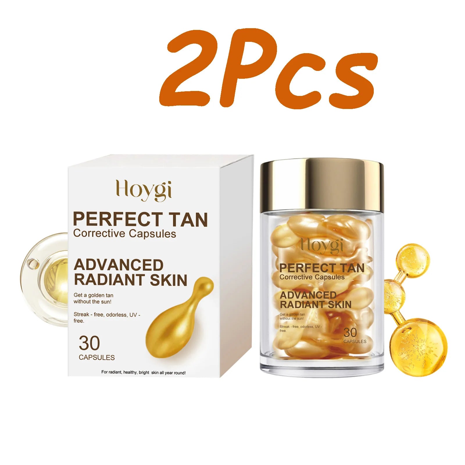 Portable Tanning Capsule Accelerate Natural Bronze Tan Moisturizing & Soothing Even Skin Tone Sunless Self-Tanning Serum Oasis Select 60 capsules