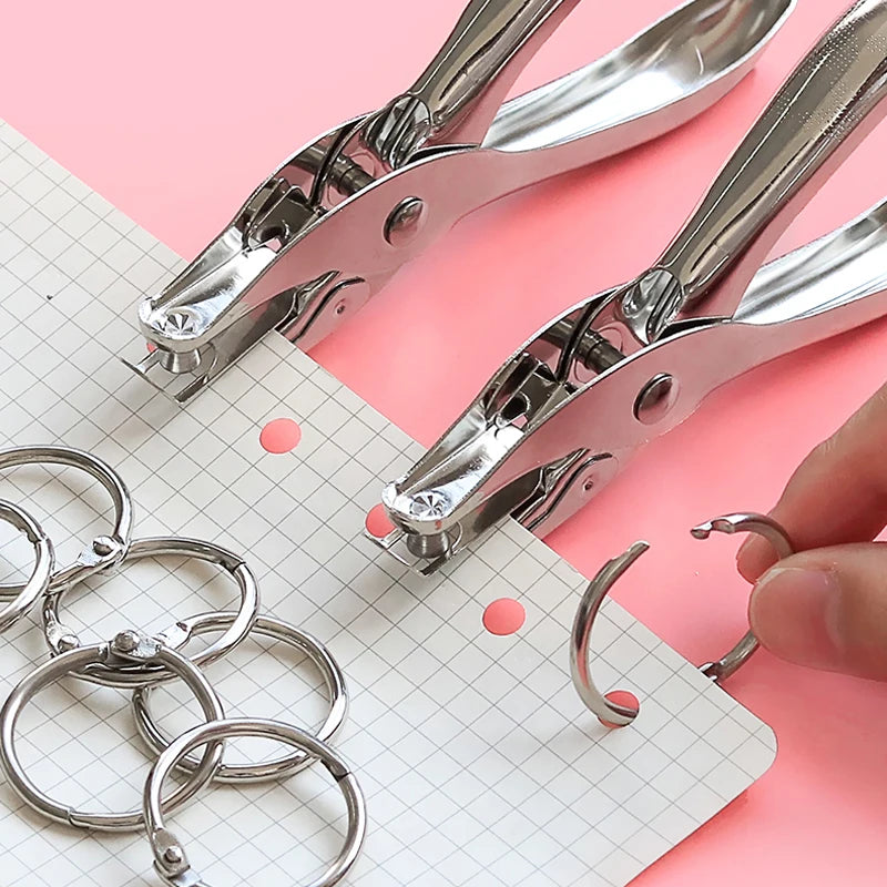 Office supplies metal hole punch manual hole punch student stationery paper card small round hole flipbook document binding Oasis Select
