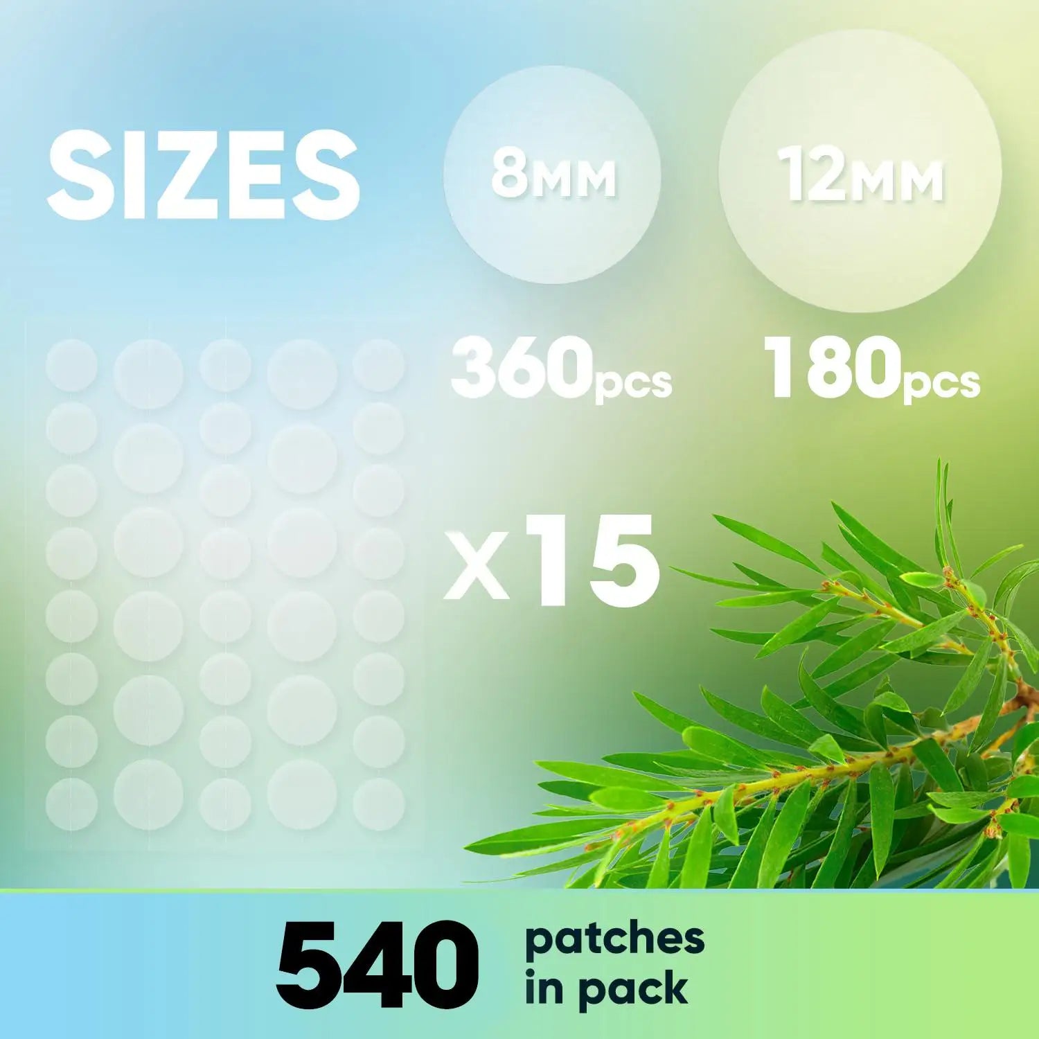540pcs/box transparent circular acne patch containing tea tree oil, alcohol free, non irritating absorption of acne secretions Oasis Select