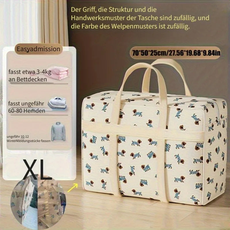 1pc Foldable Luggage Organizer Bag with Cute Puppy Pattern,Large Capacity Space-Saving Travel Storage Bag,Durable Polyester bag Oasis Select XL
