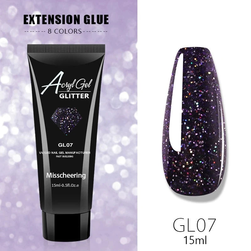30ml/15ml Nail Extension Gel Nail Build Poly Nail Acrylic Gel UV LED Quick Extension of Crystal Model Painless Crystal Glue Oasis Select GL07