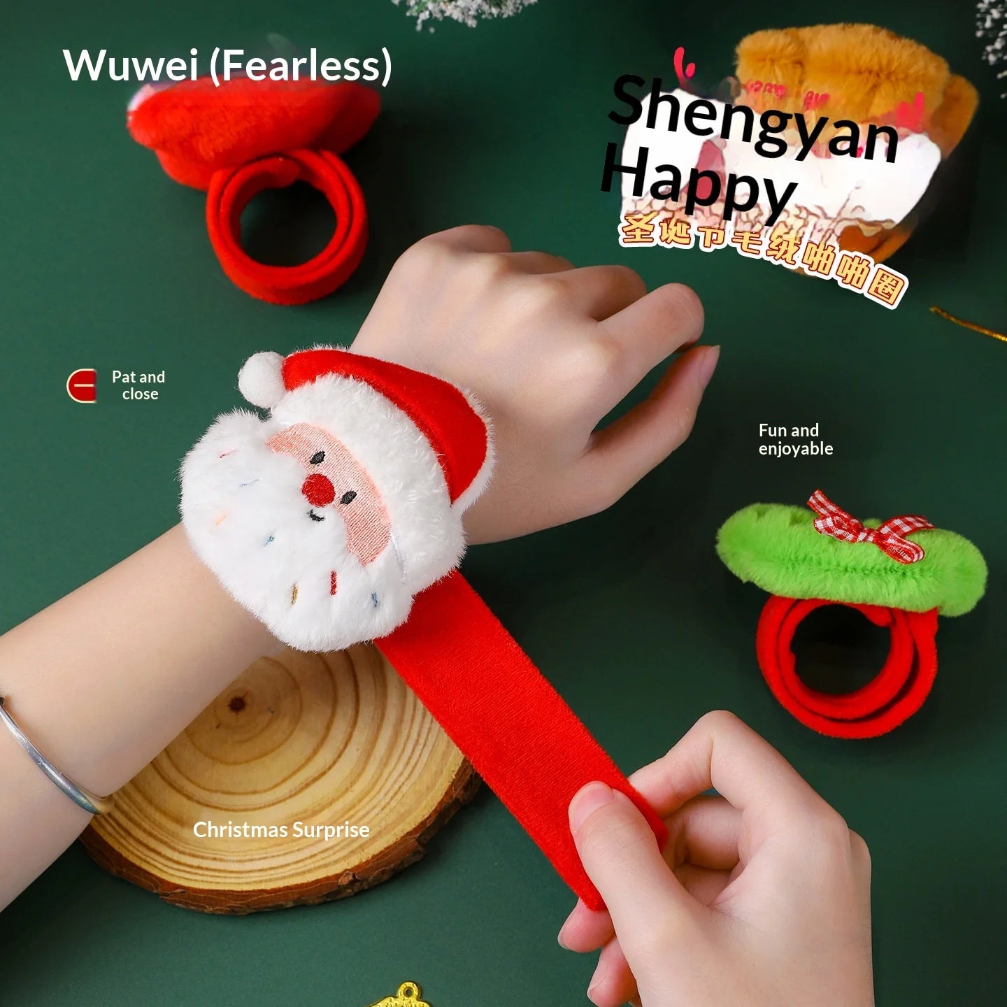 Christmas Decorations Plush Santa Claus Papa Ring Cartoon Cute Bracelet Toys Children's Gifts Oasis Select