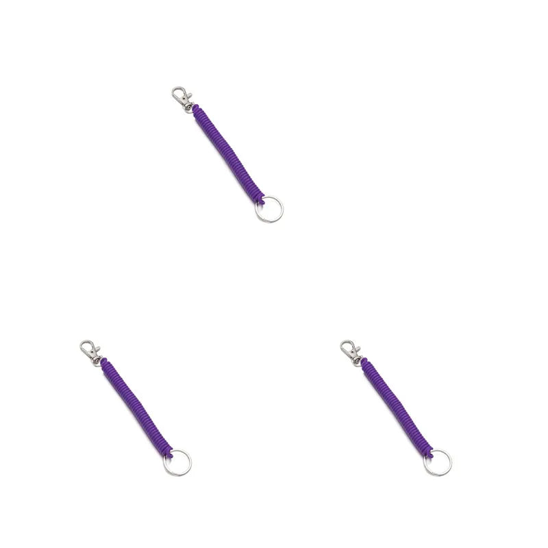 1/3pcs Elastic Wristband Spring Lanyard Key Cord Clasp Spiral Stretch Keychain Security Gear Elastic Ropes Spring Rope Key Ring Oasis Select 3pcs Purple