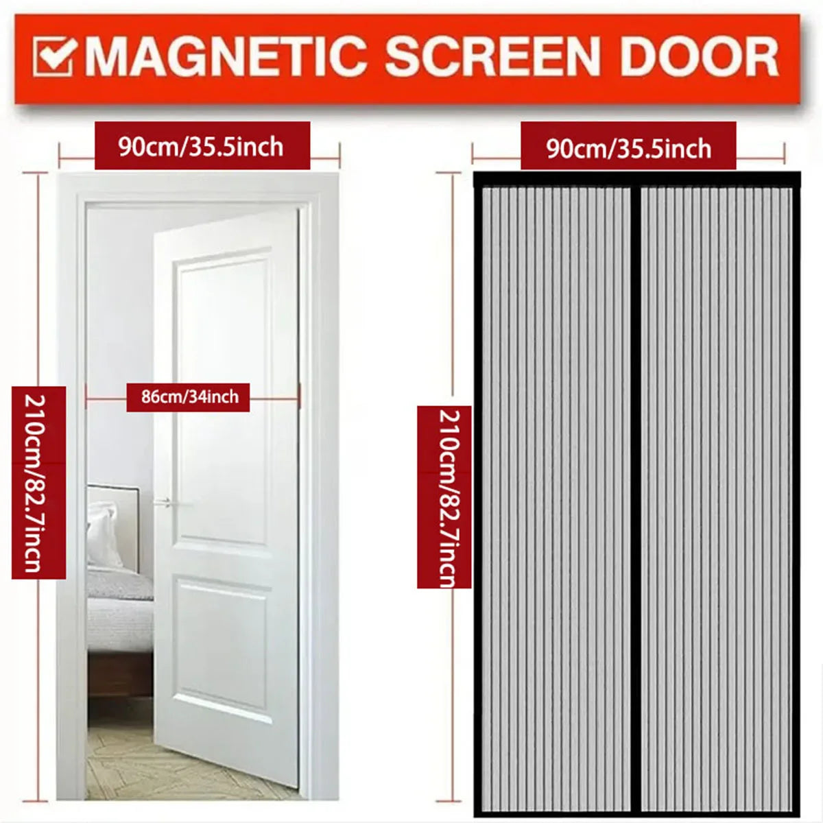 Automatic Magnetic Mesh Door Screen White Black Polyester Insect Mosquito Protection Easy Self-Sealing for Bedrooms Balconies Oasis Select