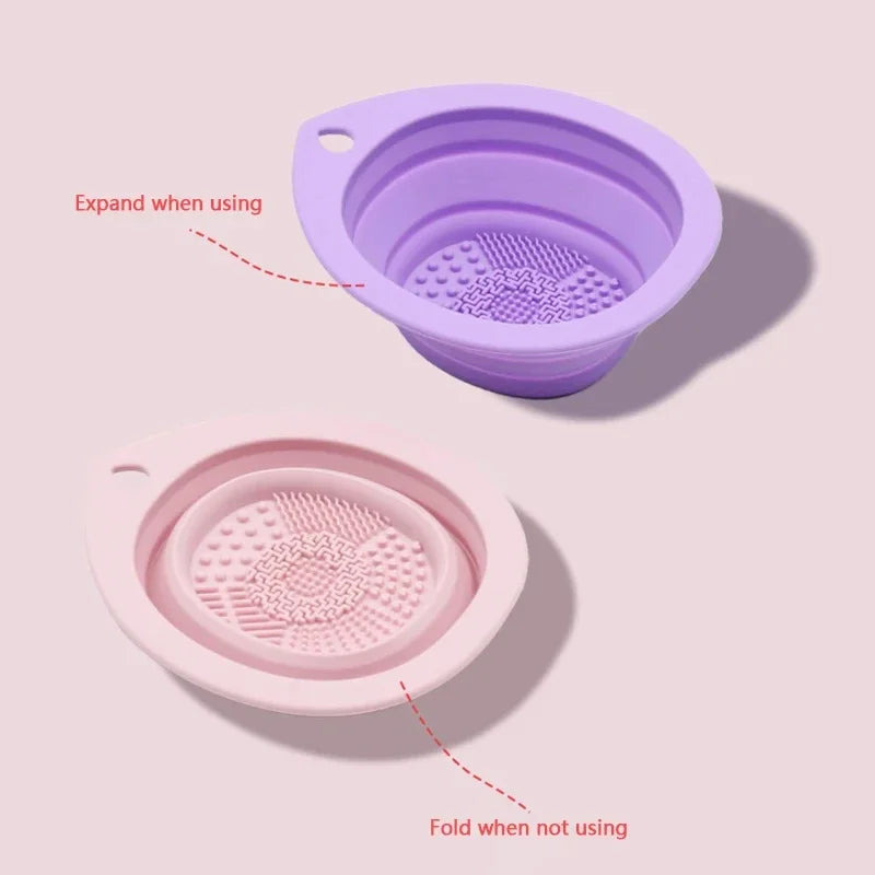 Silicone Makeup Brush Cleaner Folding Powder Puff Cleaning Bowl Eyeshadow Brushes Washing Soft Mat Beauty Tools Scrubber Box Oasis Select