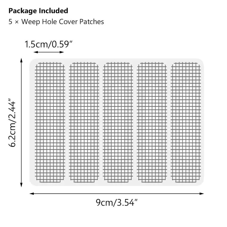 Window Weep Hole Screen Patch Strong Sticky Waterproof Sun Resistant Drain Quickly Weep Hole Covers Fiberglass Window Screen Oasis Select