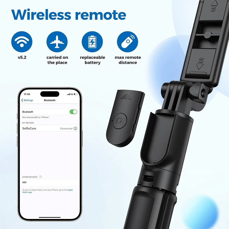Bluetooth Selfie Stick Tripod with Fill Light & Remote Selfie Stick Tripod Oasis Select