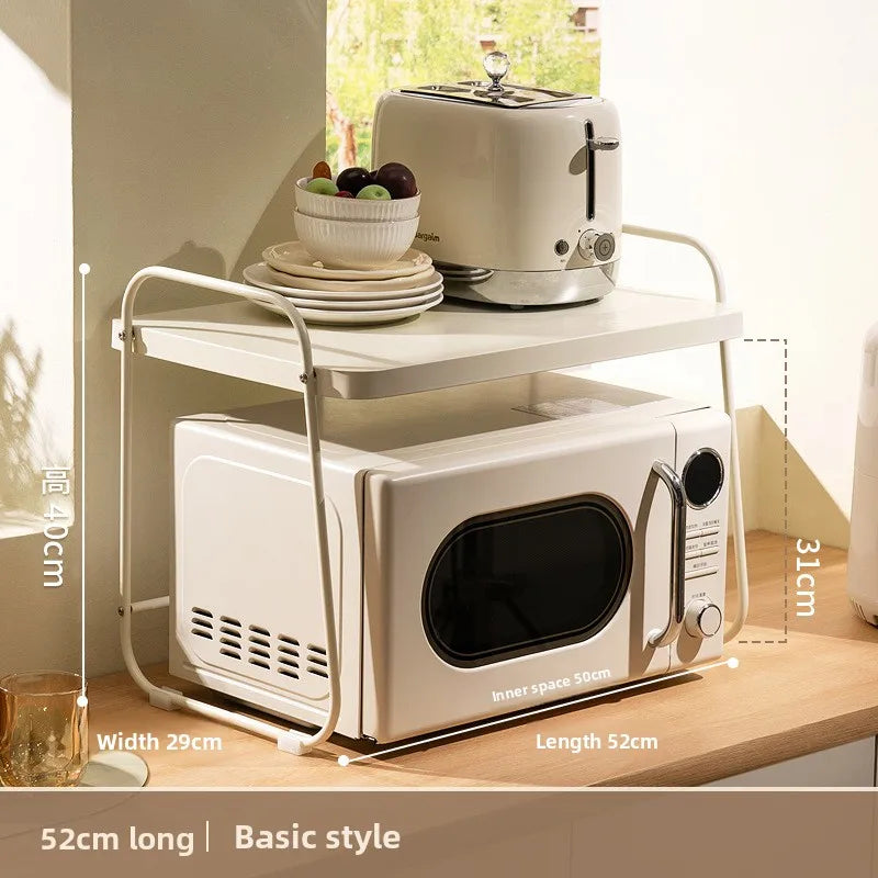 Multi-functional Stainless steel microwave oven rack, kitchen appliance countertop, pull-out storage shelf Oasis Select CreamWind52cm