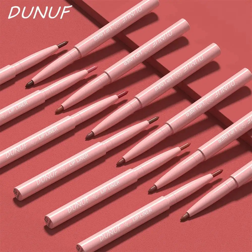 DUNUF 12-Color Matte Lip Liner Set – Waterproof & Long-Lasting