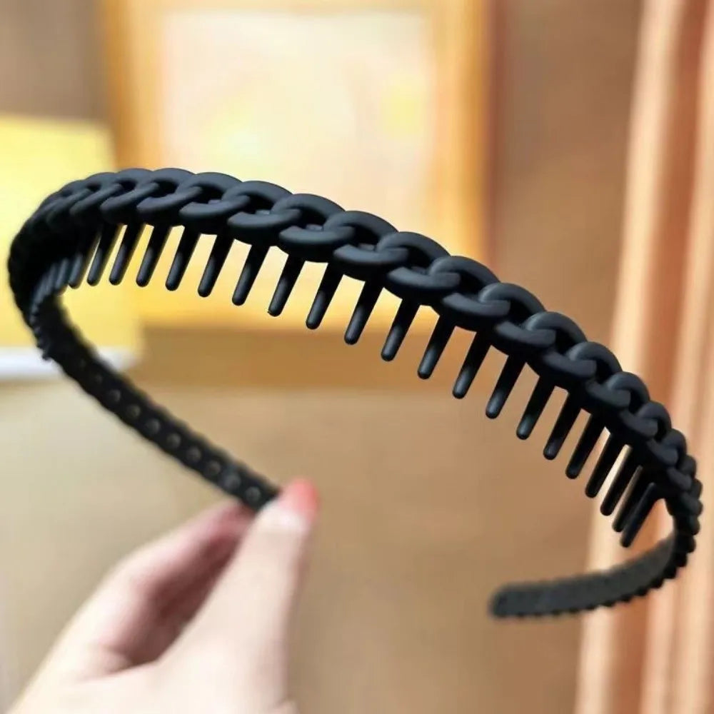 Frosted Texture Anti Slip Headbands Toothed Design Thin Braided Frosted Headbands Anti-Slip Teeth Multicolor Wave Oasis Select