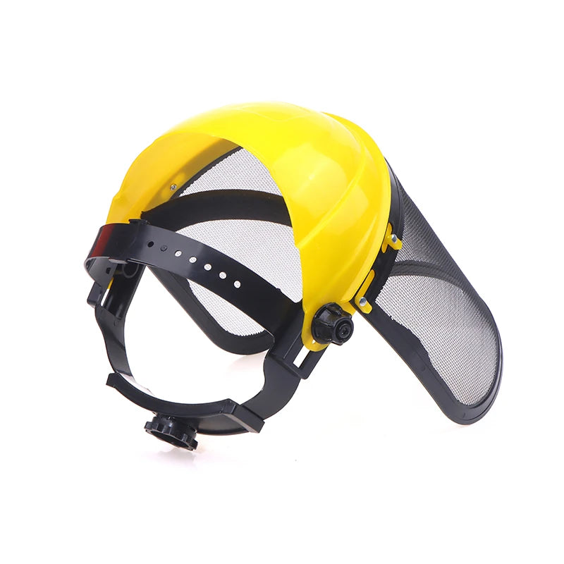 Safety Helmet Hat With Full Face Mesh Protective Mask For Garden Grass Trimmer Logging Brush Cutter Forestry Protection Oasis Select yellow