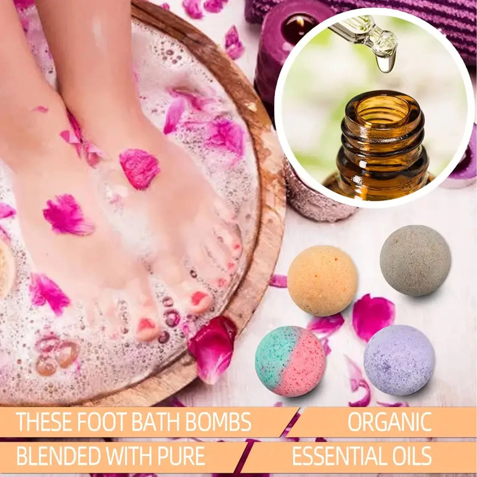 Lavender Foot Bath Ball Skin Relaxing Deep Moisturizing Improve Insomnia Rich Essential Oil SPA Handmade Feet Bath Balls 6/12pcs Oasis Select