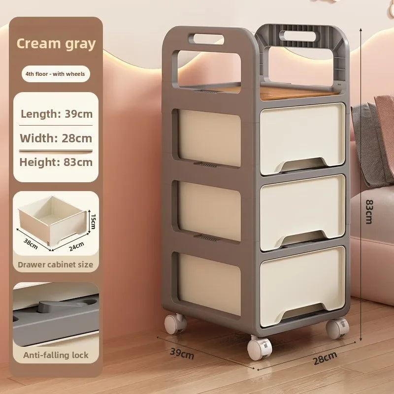 Multi-functional Drawer storage cabinet household living room snacks toys plastic storage box Oasis Select Ash 28-4B