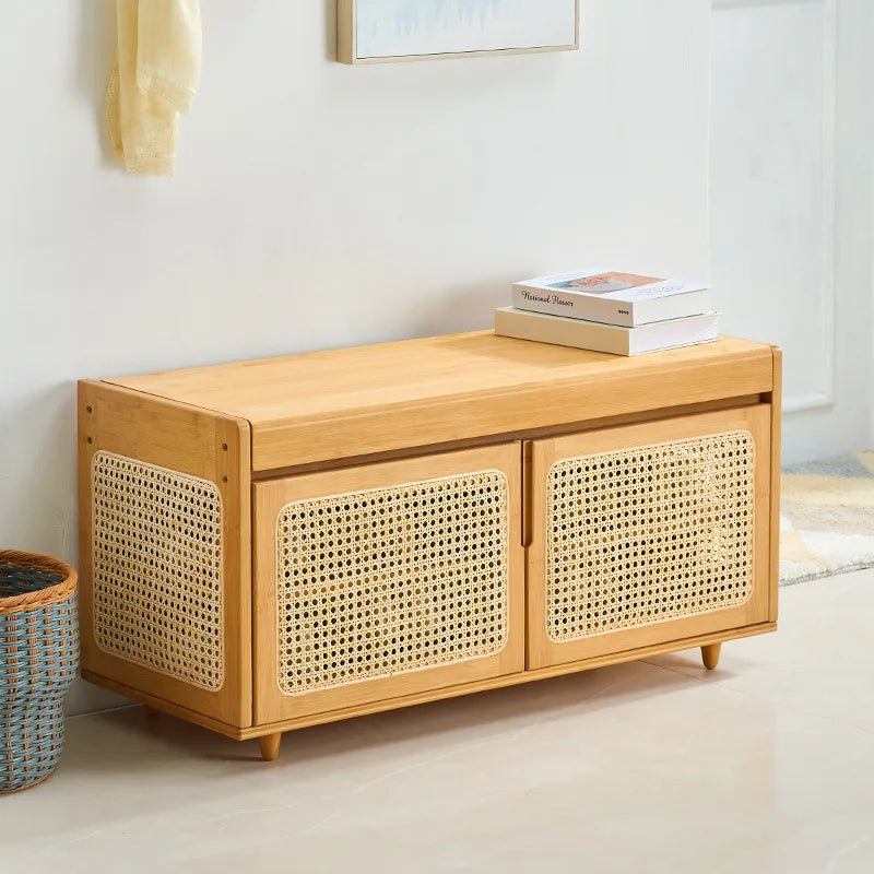 Shoe changing stool can be sat at the door of the home, shoe stool rattan entry entrance shoe cabinet Oasis Select