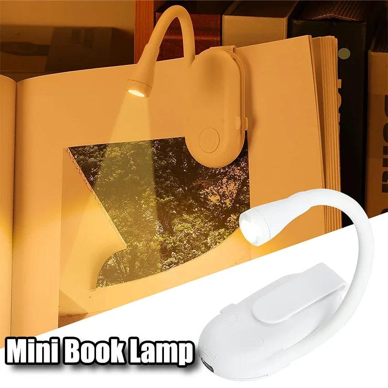USB Rechargeable Mini Reading Book Lamp LED Dimmable Bedroom Eye Protection 360° Flip Book Lamp Portable Stand Clip Night Light Oasis Select