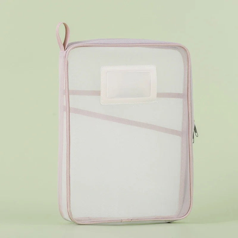 A4 Stationery Storage Bag Double-layer Mesh Zipper Bag Large Capacity Organizer Folders School Office Supplies Stationary Bag Oasis Select Pink 31x23.5x4cm