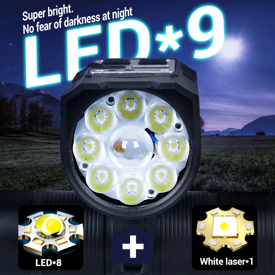 9 LED High Lumens Bicycle Light USB rechargeable Zoomable Bike Headlight Flashlight Road Cycling waterproof torch Night riding Oasis Select