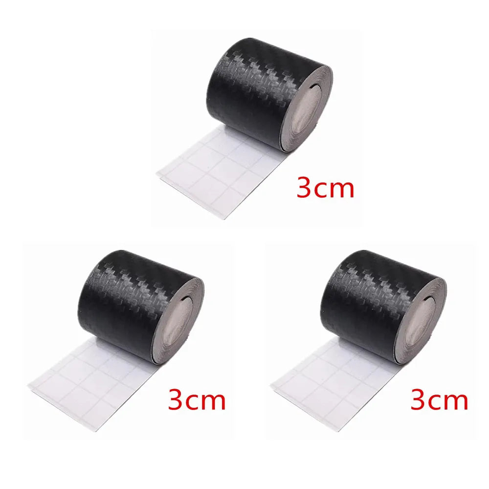 1/3Pcs Carbon Fiber Stickers Door Sill Anti-stepping Protector Trunk Bumper Side Mirror Anti Scratch Tape Auto Decals Oasis Select 3cm 3pcs Length 7m