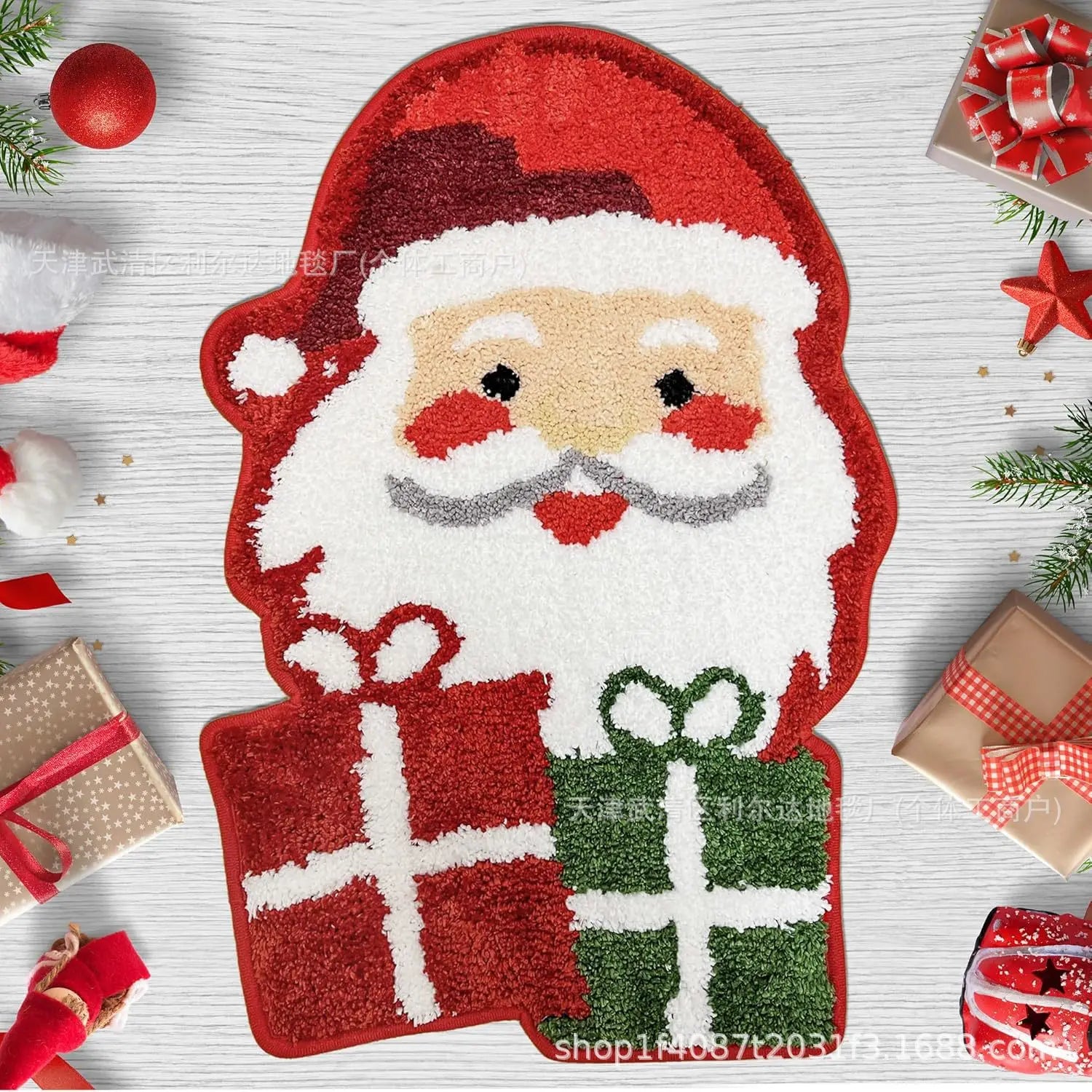 Nordic Irregular-shaped Christmas Series Faux Cashmere Floor MATS Home Decorative Bathroom Absorbent MATS Oasis Select Gift old man 40 60cm