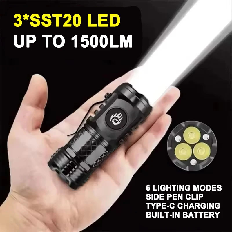 Rechargeable Zoom Fishing Lantern Super Bright MINI LED Flashlight USB Torch Powerful 3 Lighting Mode Outdoors Camping Lamp Oasis Select