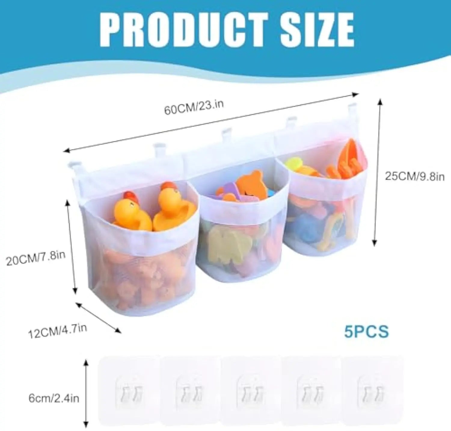 Bath Toy Organizer For Tub Large Capacity Mesh Design Toys Organizer With 3 Compartments Multifunctional Storage Bag Dishwasher Oasis Select