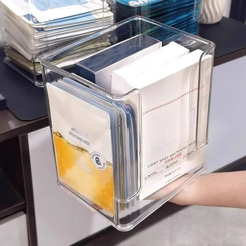 Acrylic Mask Storage Box Large Capacity Transparent Organizer for Vanity Countertop Skincare Cosmetics Desktop Shelf Oasis Select