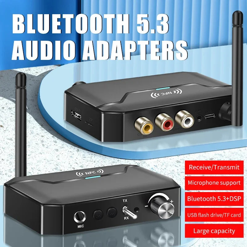 NFC Bluetooth 5.3 Audio Transmitter Receiver 3.5mm AUX/RCA/USB/TF/Coaxial/6.5MM Microphone Karaoke Wireless Adapter HiFi Stereo Oasis Select