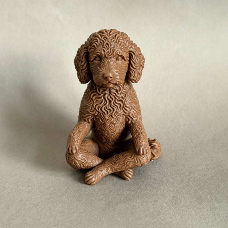 Poodle Dog Yoga Figurine Meditating Teddy Statue 3D Printing Calming Zen Ornament Decor for Pets Lovers & Meditation Yoga Spaces Oasis Select