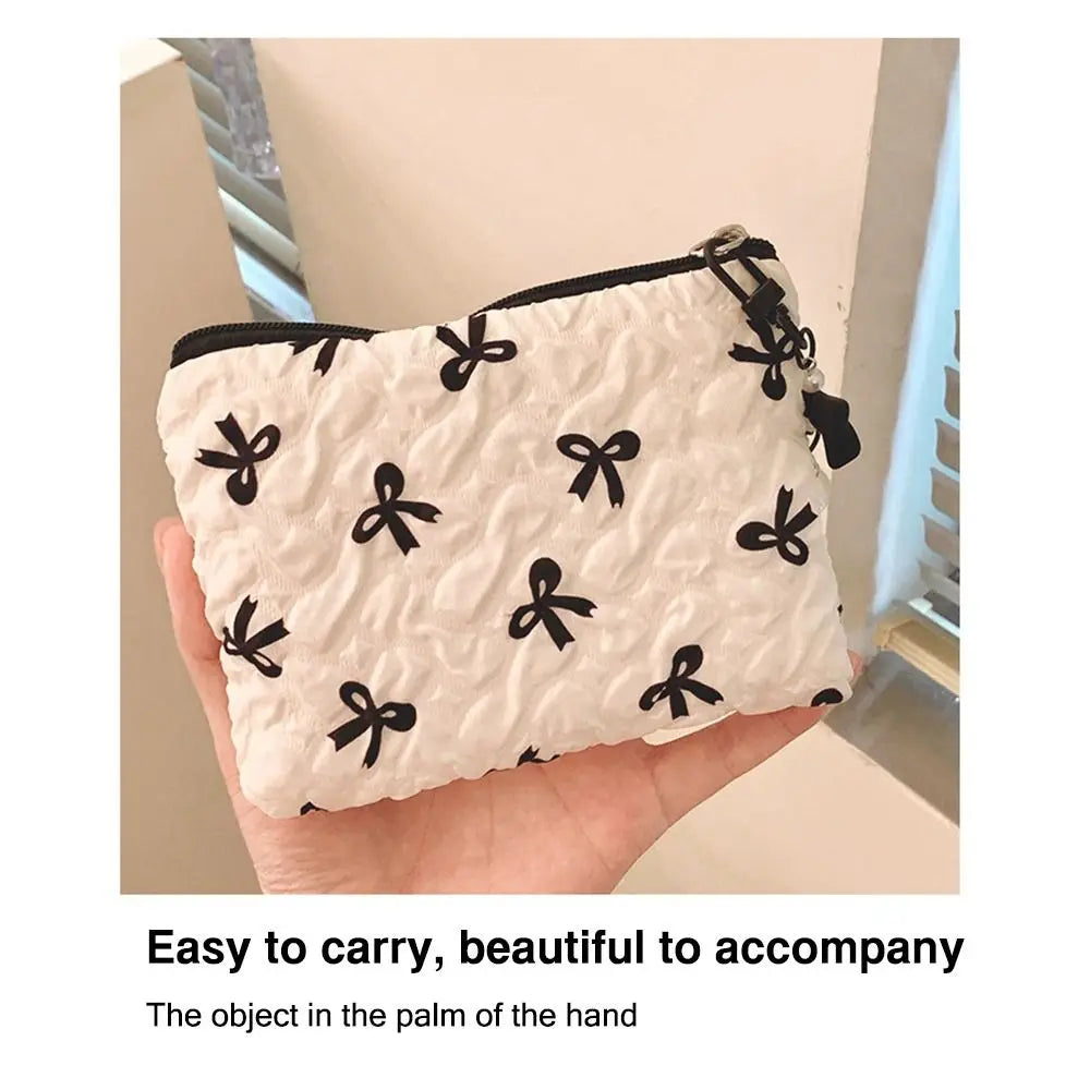 Fresh Small Floral Quilted Cotton Makeup Bag Little Bow Large-Capacity Girls' Make Up Organizer Travel Cosmetic Bag for Women Oasis Select