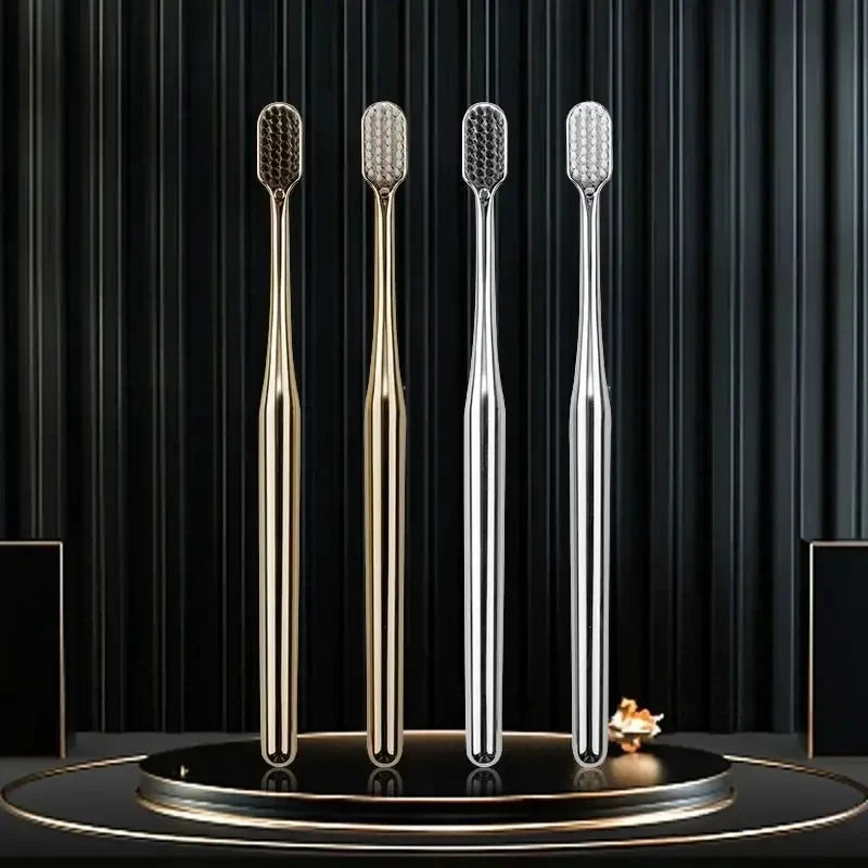 4/1pcs Luxury Soft Toothbrush Men Women Adult Tooth Brush Gold Silver Dental Brushes Elegance Gentle Toothbrushes Drop Shipping Oasis Select