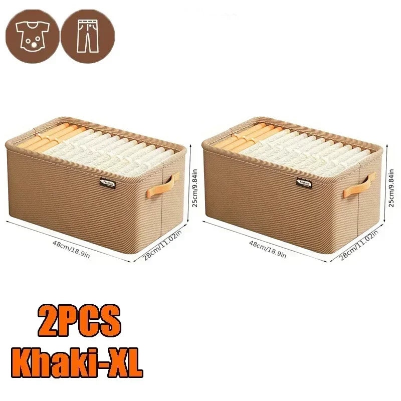 Thicken Clothes Organizer Pants Sweater Storage Cabinets Drawers Organizer Jeans Storage Box Wardrobe Clothes Storage Organizers Oasis Select Khaki XL 2PCS
