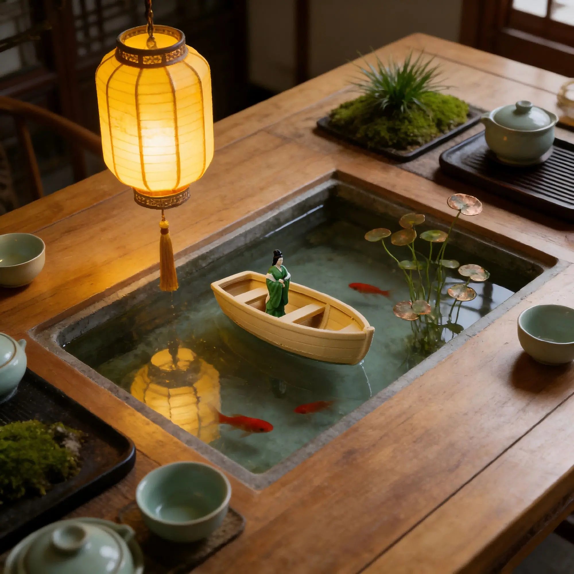 Floating Miniature Boat Micro Landscape Ornament Fish Tank Landscaping Special Home Living Room Desktop Mini Boat Ornament Decor Oasis Select