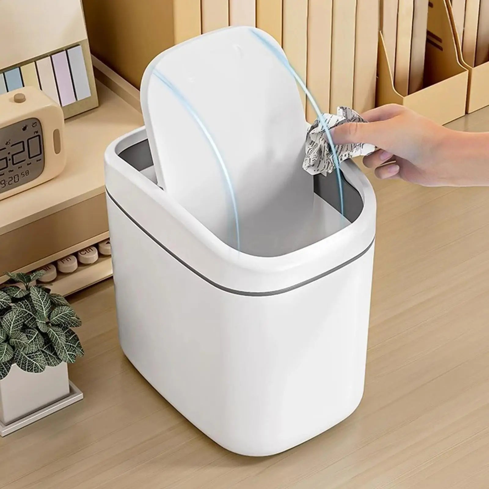 Desktop Trash Can Mini Garbage Can Plastic Dustbin with Shake Cover for Home Office Waste Bins Household Cleaning Storage Box Oasis Select