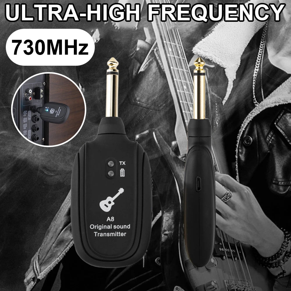 A8 UHF Wireless Guitar System – Transmitter & Receiver Rechargeable Wireless Guitar System Oasis Select